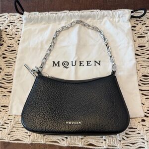 Alexander McQueen Mini T-Bar Leather Pouch in Black/Silver - New with Tags